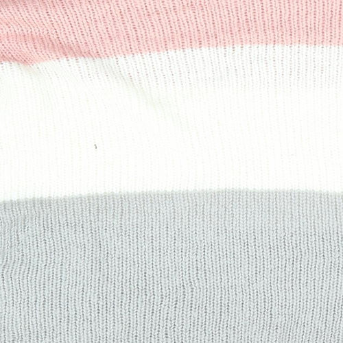 Select Womens Grey Striped  Pullover Jumper Size 10  - Peach Ivory Grey