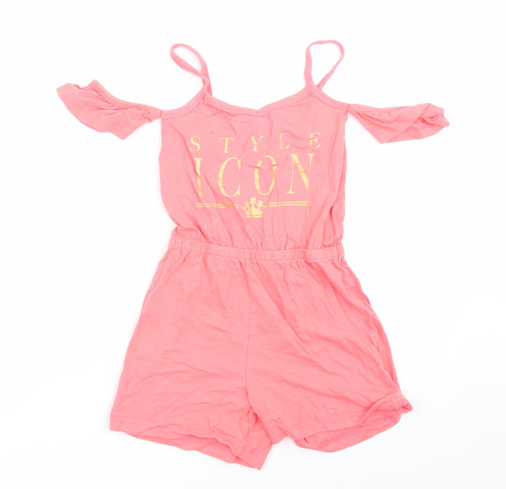 Studio Girls Orange Shorts One-Piece Size 6-7 Years - Cut out shoulders Style Icon