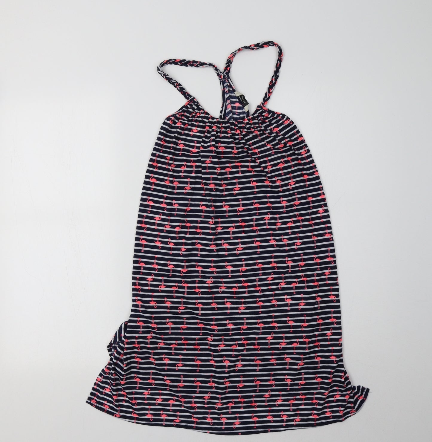 George Womens Blue Striped  Tank Dress  Size S  - Flamingo Print