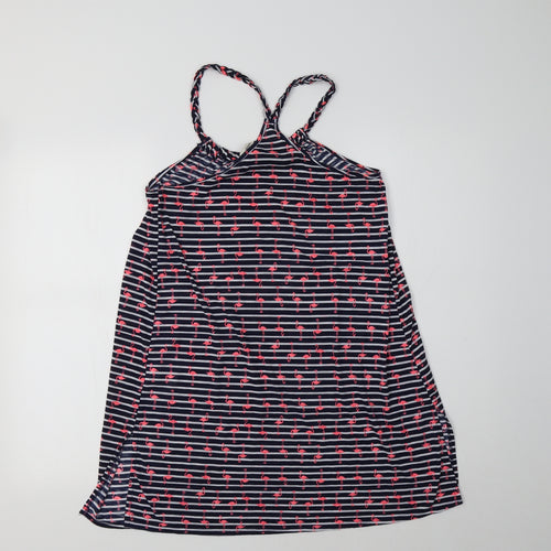 George Womens Blue Striped  Tank Dress  Size S  - Flamingo Print