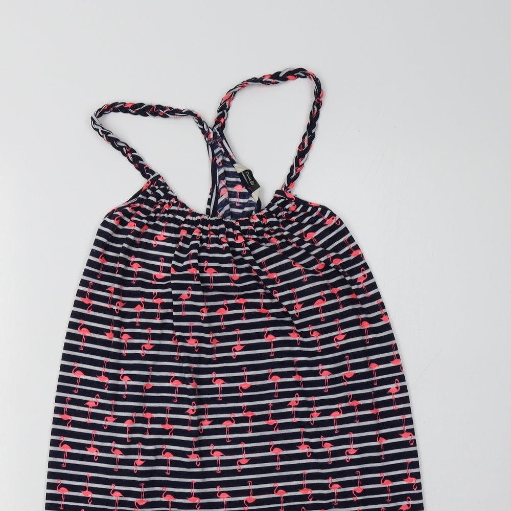 George Womens Blue Striped  Tank Dress  Size S  - Flamingo Print