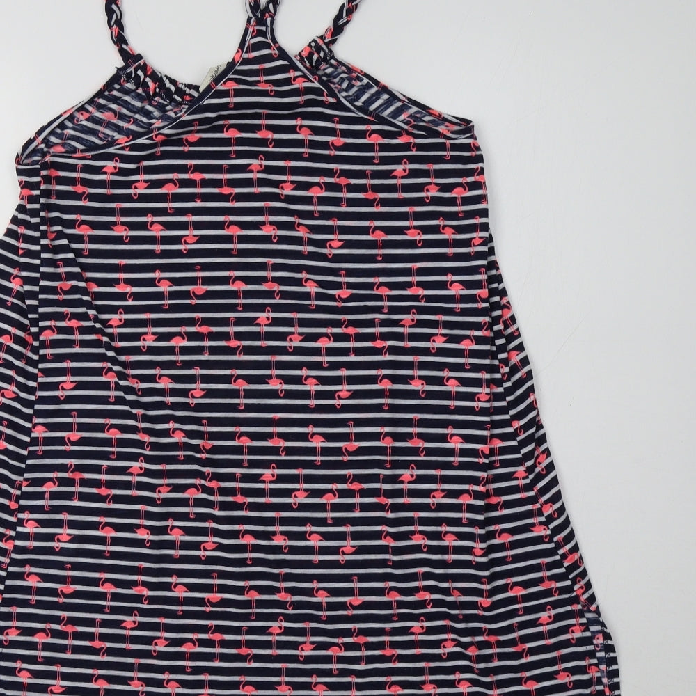George Womens Blue Striped  Tank Dress  Size S  - Flamingo Print