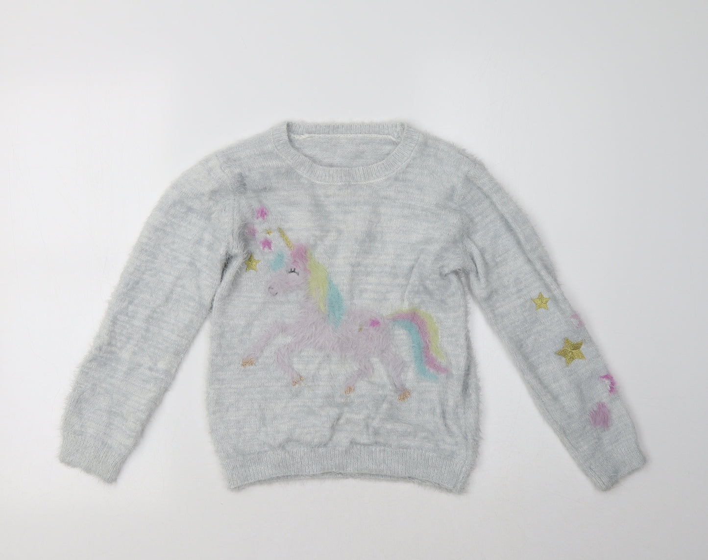 Nutmeg Girls Blue   Pullover Jumper Size 9-10 Years  - Unicorn