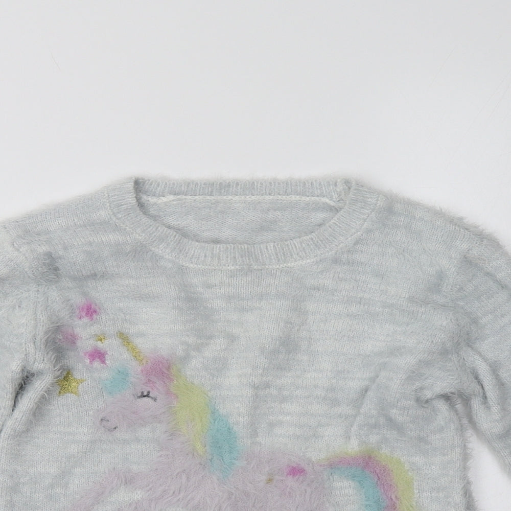 Nutmeg Girls Blue   Pullover Jumper Size 9-10 Years  - Unicorn