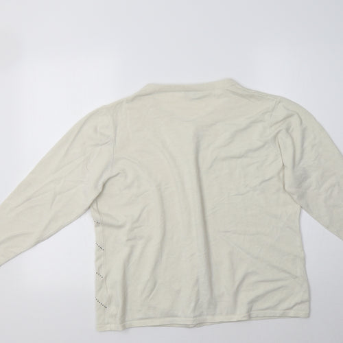 //text.. Womens Ivory Geometric  Cardigan Jumper Size XL