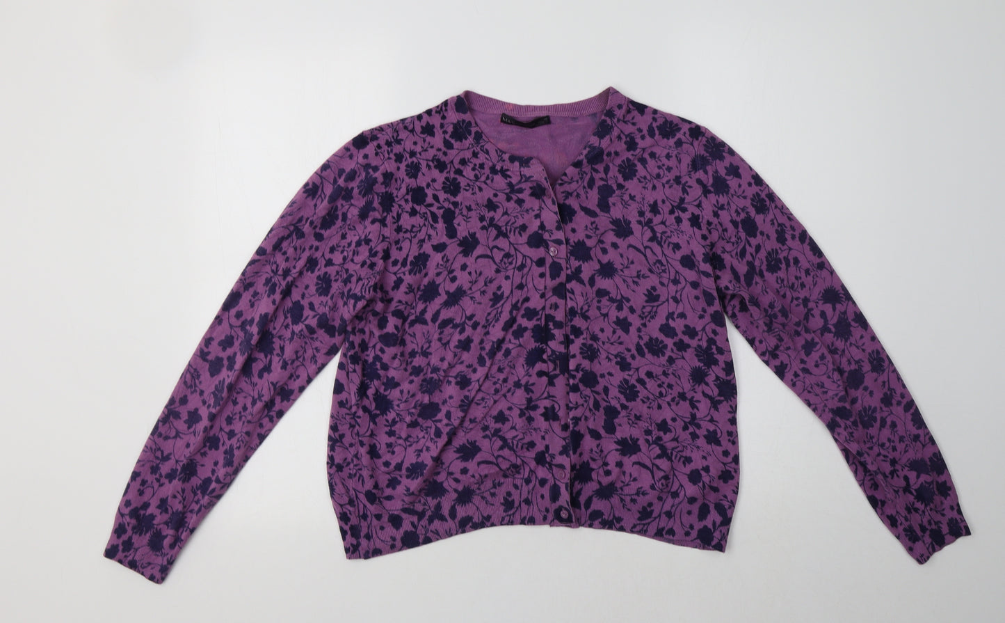 M&S Womens Purple Floral  Pullover Jumper Size 20