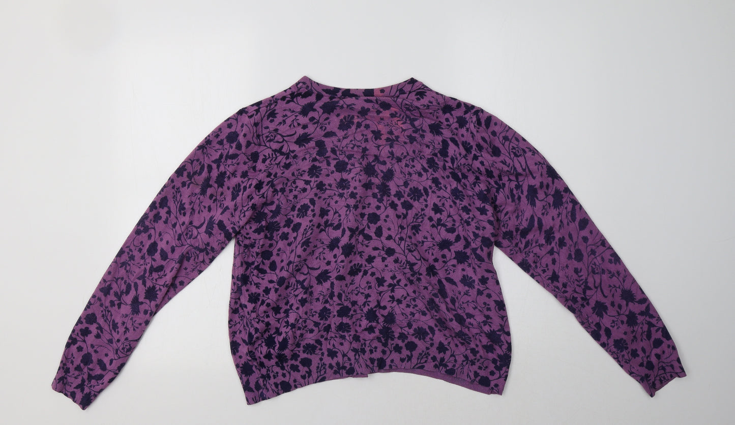 M&S Womens Purple Floral  Pullover Jumper Size 20