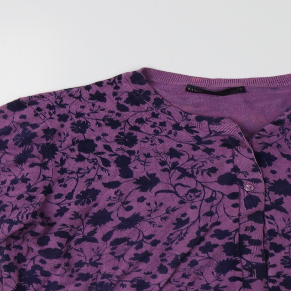 M&S Womens Purple Floral  Pullover Jumper Size 20