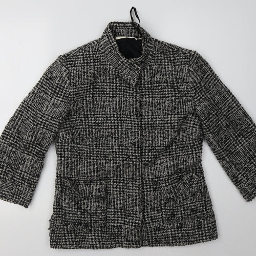 Ronit Zilkha Womens Grey Check  Jacket Blazer Size S