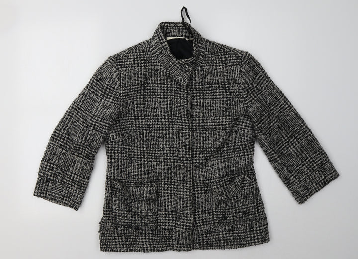 Ronit Zilkha Womens Grey Check Jacket Blazer Size S