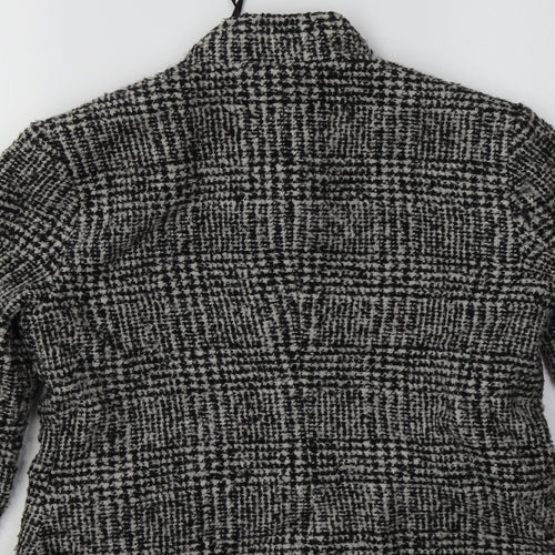 Ronit Zilkha Womens Grey Check  Jacket Blazer Size S