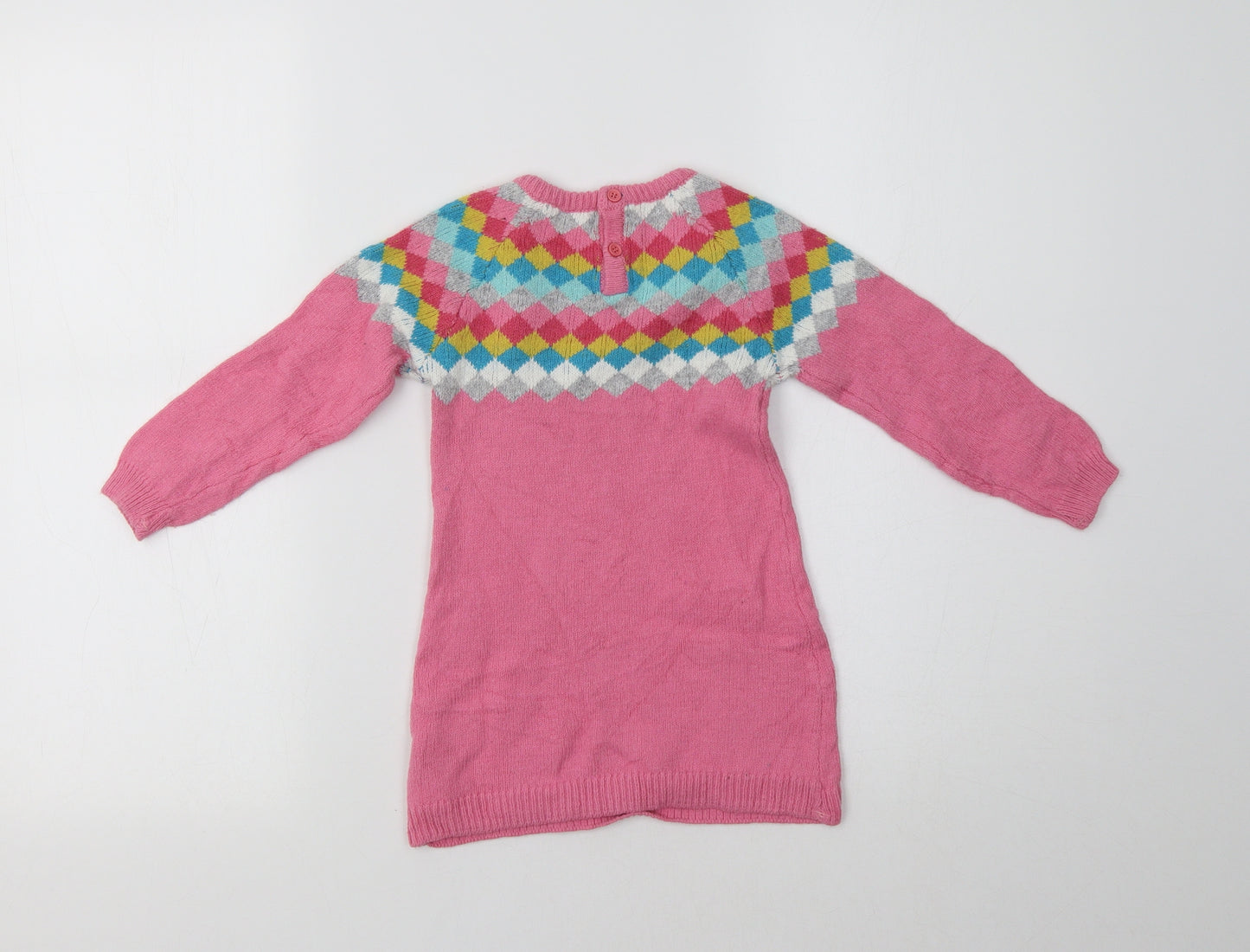 NEXT Girls Pink Geometric  Jumper Dress  Size 2-3 Years