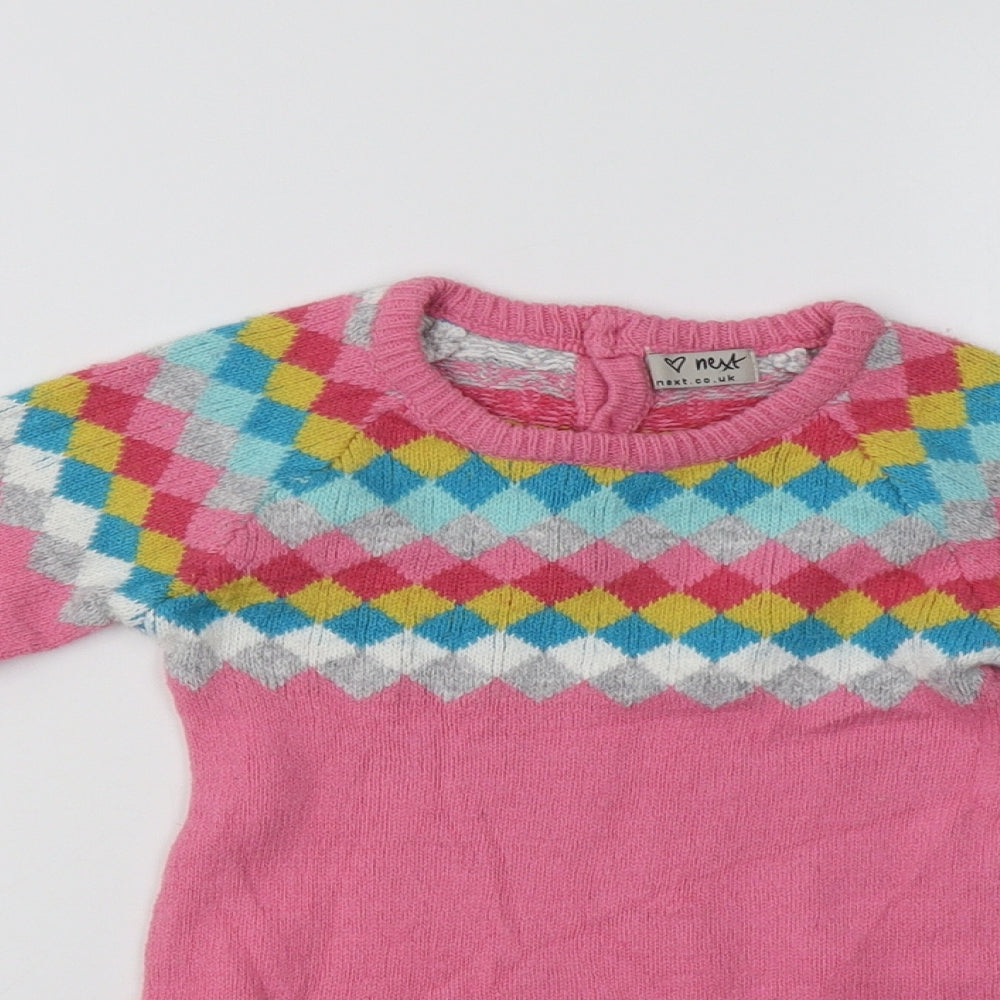 NEXT Girls Pink Geometric  Jumper Dress  Size 2-3 Years