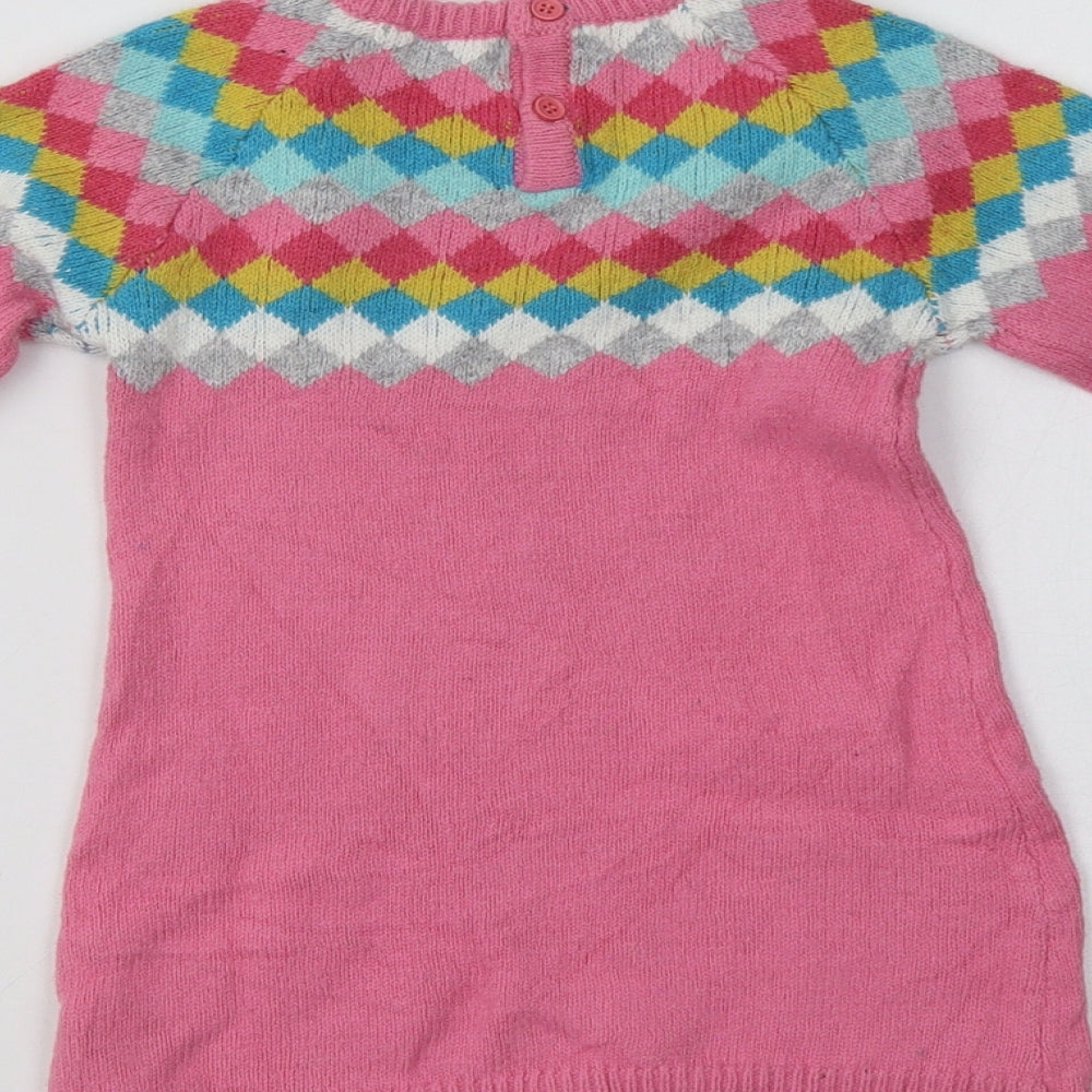 NEXT Girls Pink Geometric  Jumper Dress  Size 2-3 Years