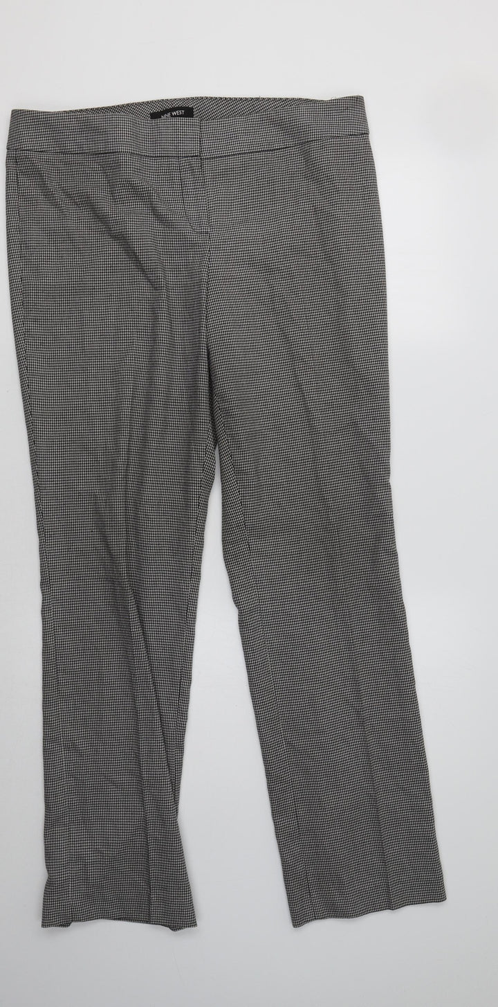 Nine West Womens Grey Houndstooth Dress Pants Trousers Size 10 L30 in