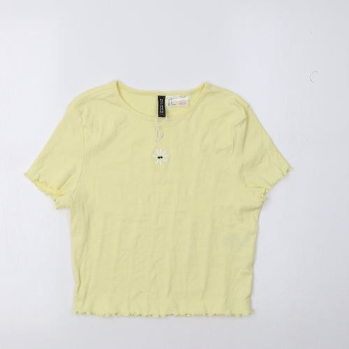 H&M Womens Yellow   Cropped Polo Size M