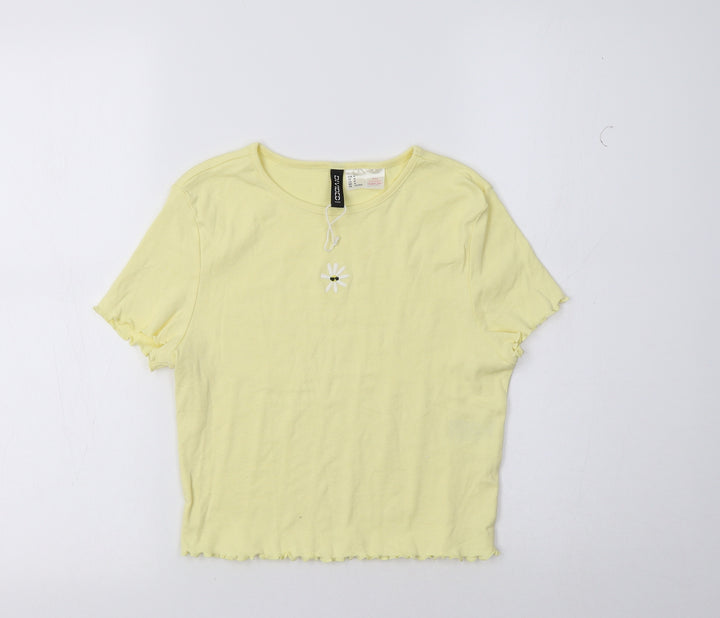 H&M Womens Yellow   Cropped Polo Size M