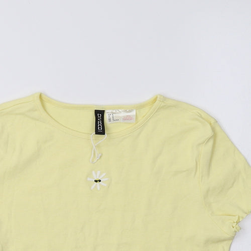 H&M Womens Yellow   Cropped Polo Size M