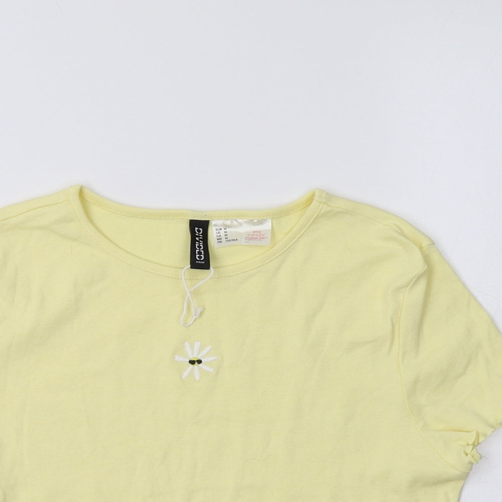 H&M Womens Yellow   Cropped Polo Size M