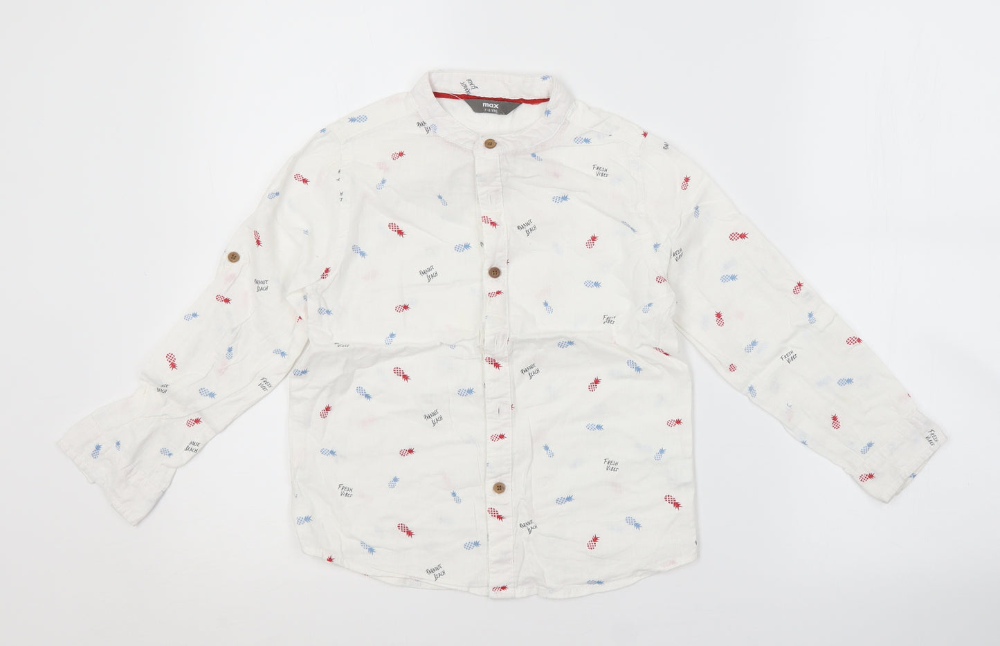 MAX Boys White Spotted  Basic Button-Up Size 7-8 Years