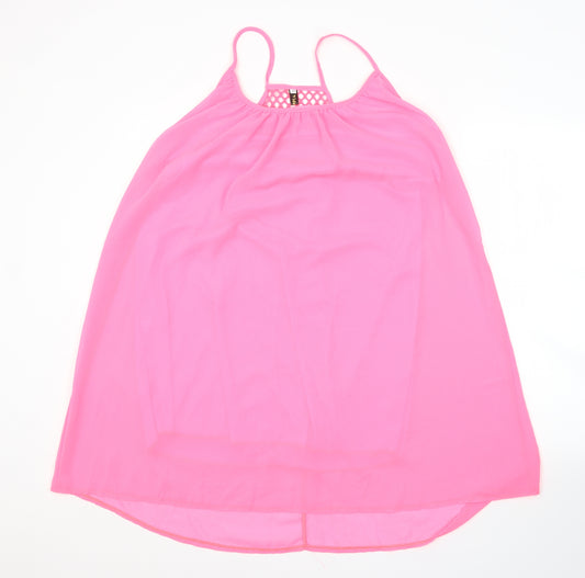 Front view of women’s pink a-line, size M