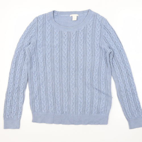 H&M Womens Blue Striped  Pullover Jumper Size M