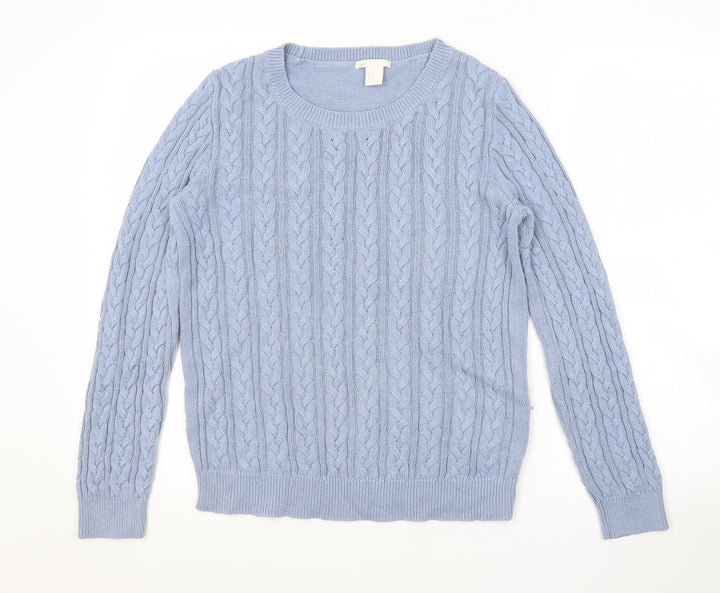H&M Womens Blue Striped  Pullover Jumper Size M