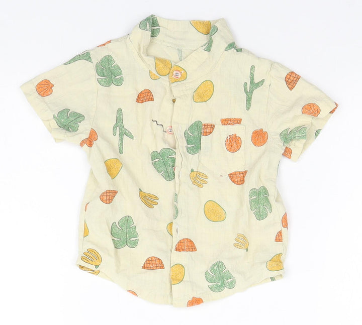Preworn Baby Beige Floral Basic Button-Up