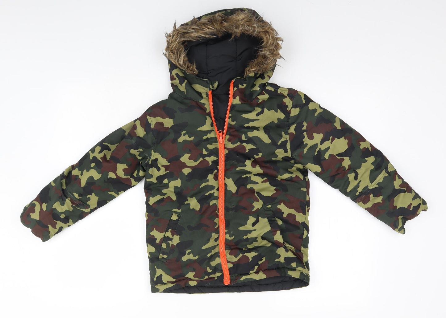 M&Co Boys Green Camouflage  Parka Coat Size 7-8 Years