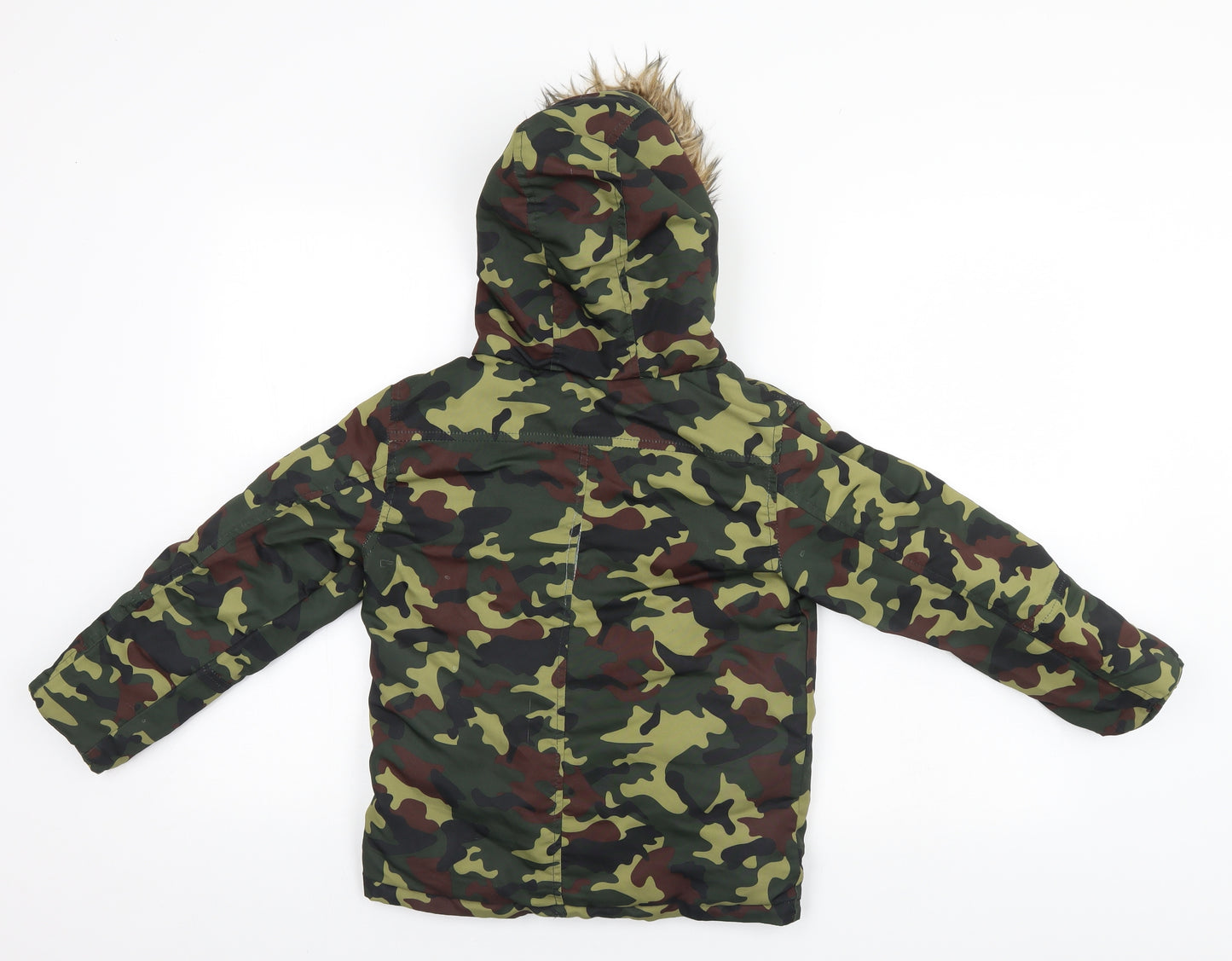 M&Co Boys Green Camouflage  Parka Coat Size 7-8 Years