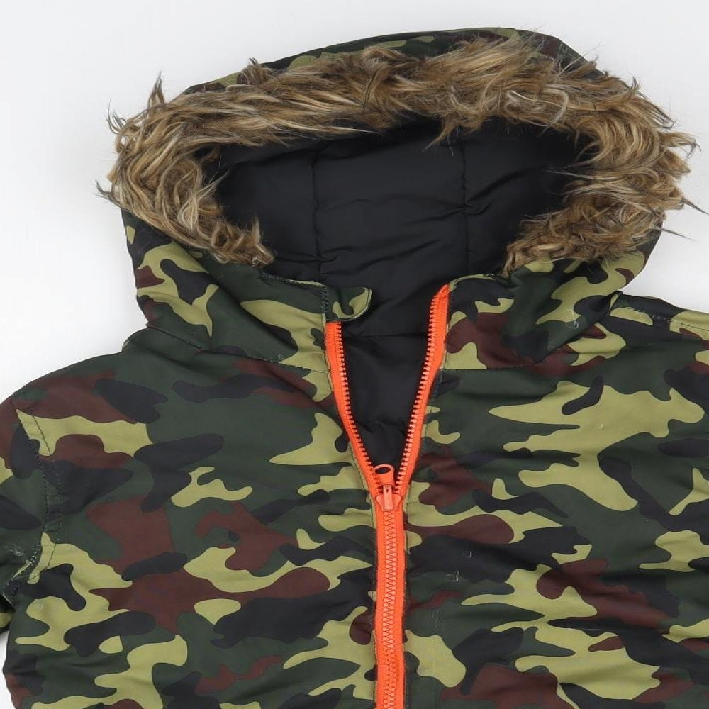 M&Co Boys Green Camouflage  Parka Coat Size 7-8 Years