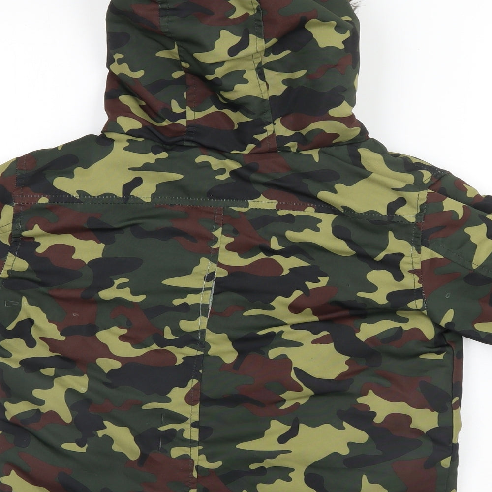 M&Co Boys Green Camouflage  Parka Coat Size 7-8 Years