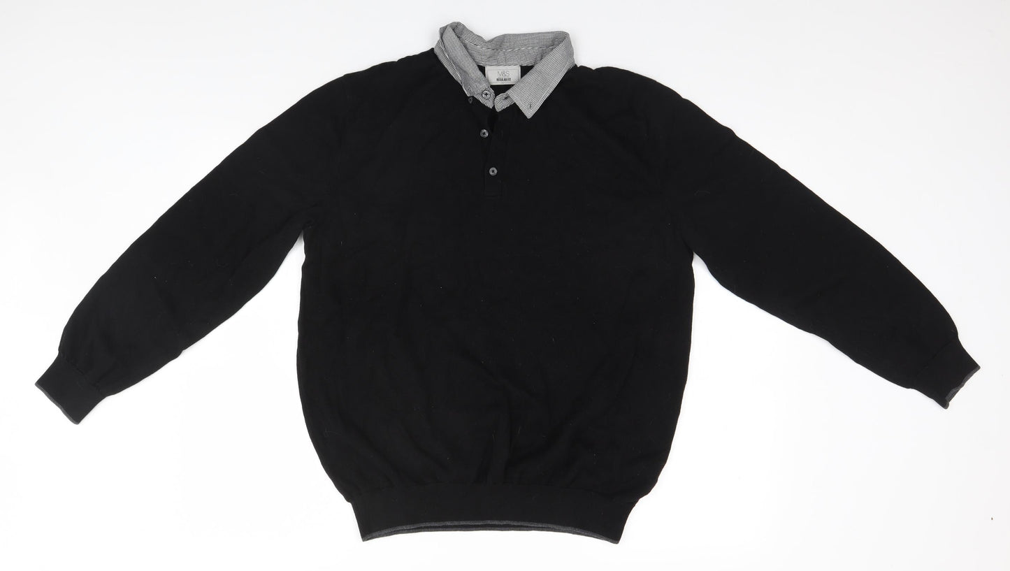 Marks and Spencer Mens Black   Pullover Jumper Size XL