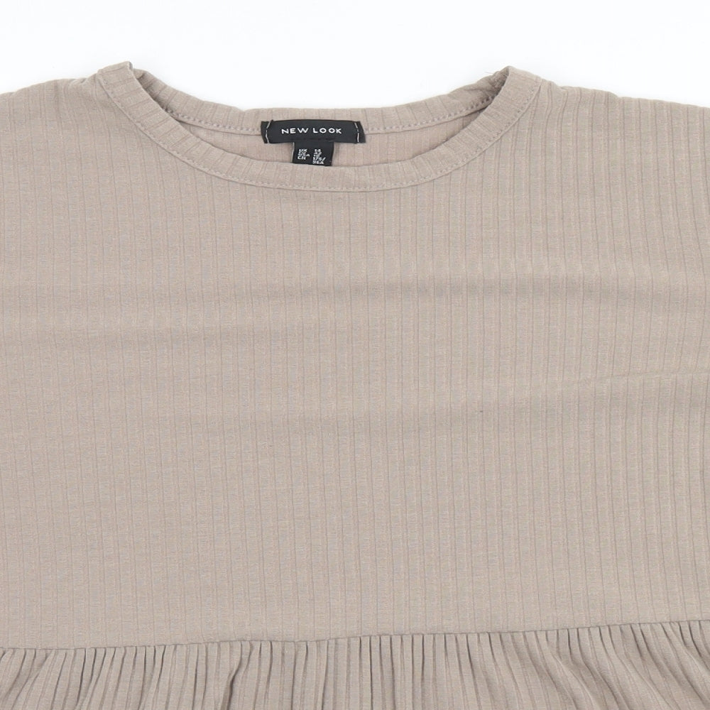New Look Womens Green Striped  Basic T-Shirt Size 14