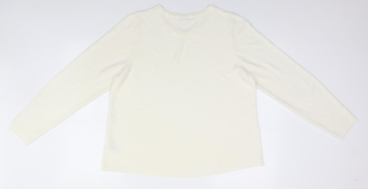 Marks and Spencer Womens White   Pullover Jumper Size 18