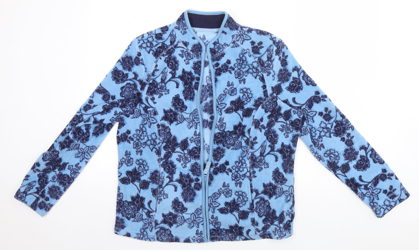 TU Womens Blue Floral  Full Zip Jumper Size 16