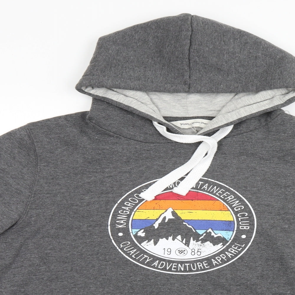 Kangaroo Mens Grey   Pullover Hoodie Size M  - Kangaroo Poo Mountaineering Club