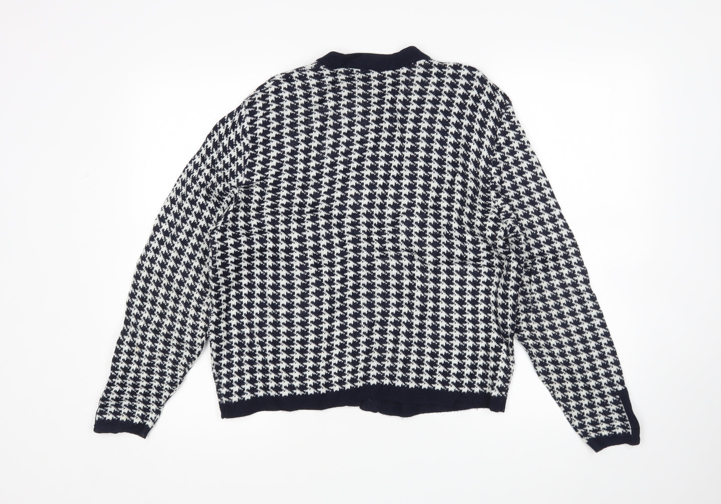 M&S Womens Multicoloured Houndstooth  Cardigan Jumper Size 10