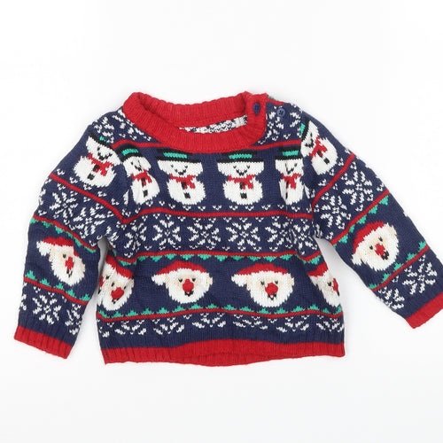 Mothercare Boys Multicoloured Argyle/Diamond  Pullover Jumper Size 6-9 Months  - Christmas