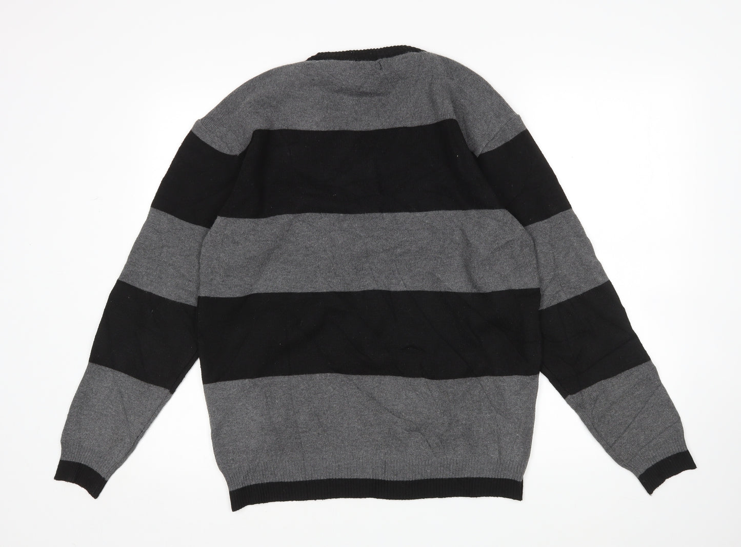 S&H Mens Grey Striped  Pullover Jumper Size L