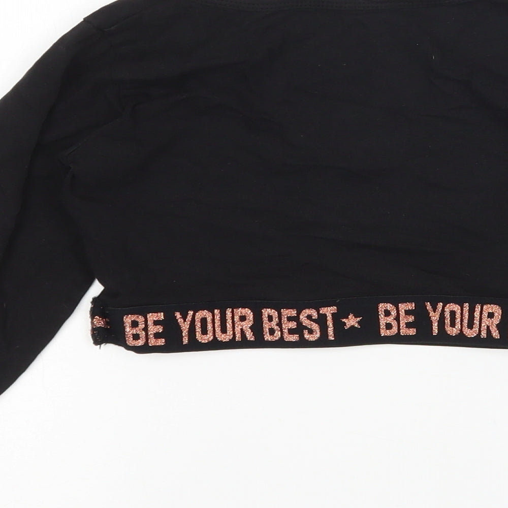 YD Girls Black   Cropped T-Shirt Size 8-9 Years
