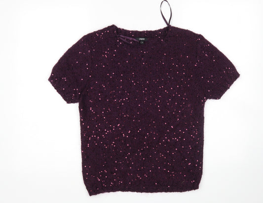 Front view of Papaya women’s purple jumper, size UK 12