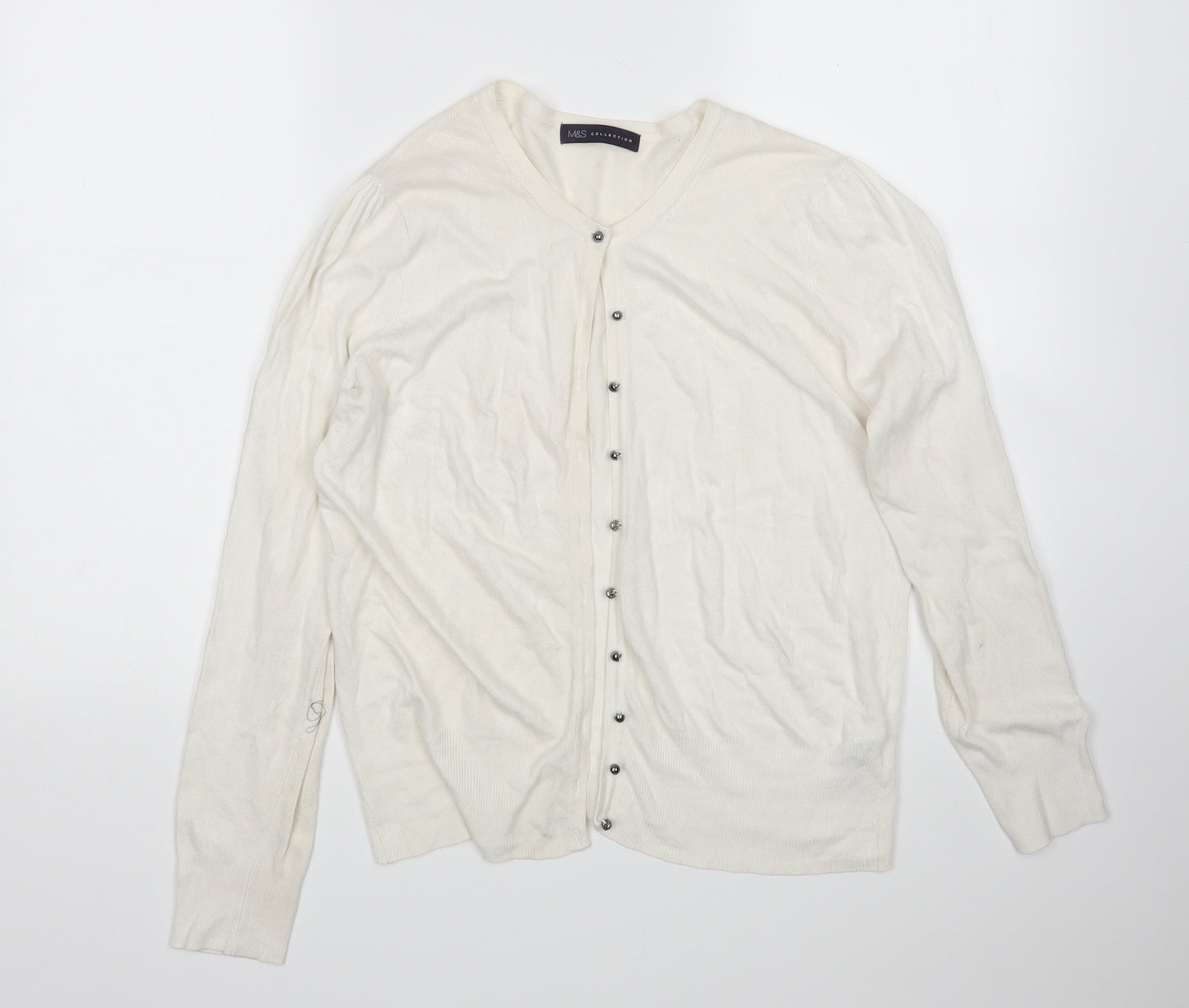M&S Womens White   Cardigan Jumper Size 12