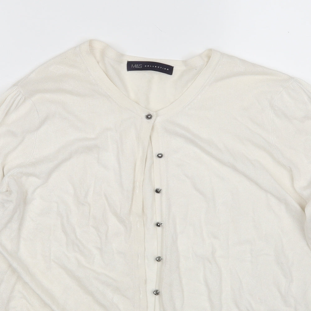 M&S Womens White   Cardigan Jumper Size 12