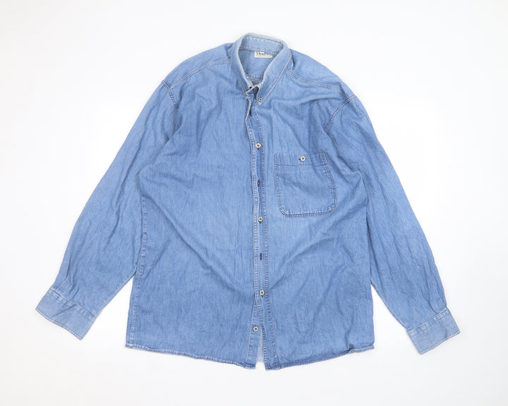 SANGAN Mens Blue Dress Shirt Size M