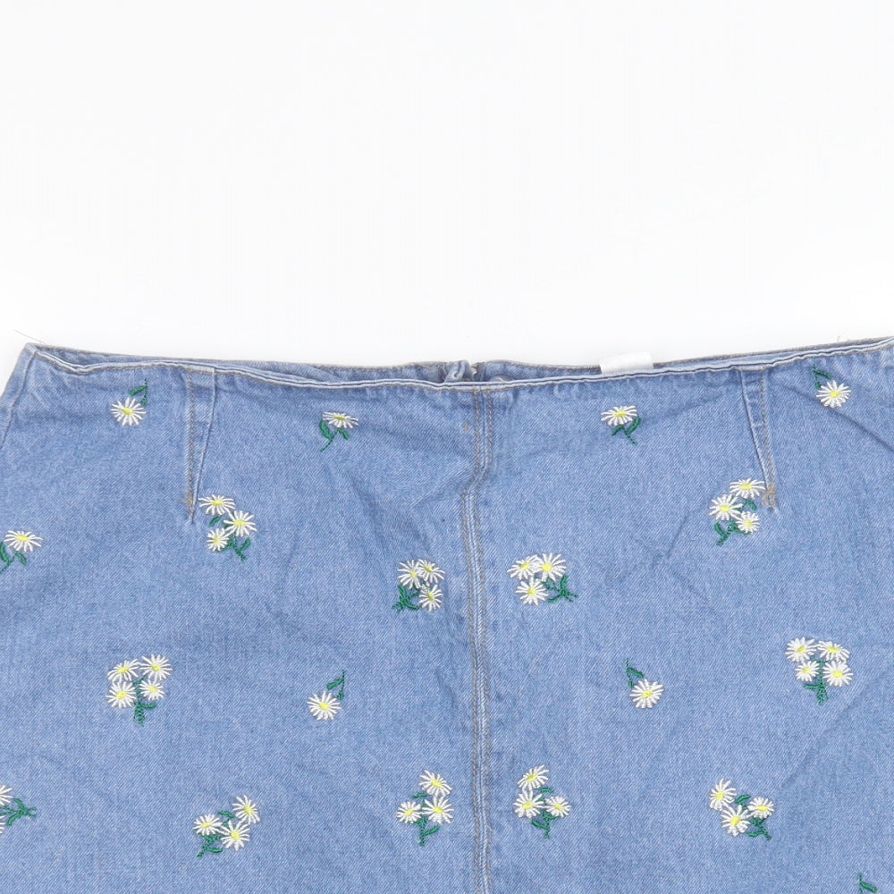 H&M Womens Blue  Denim Mini Skirt Size 14
