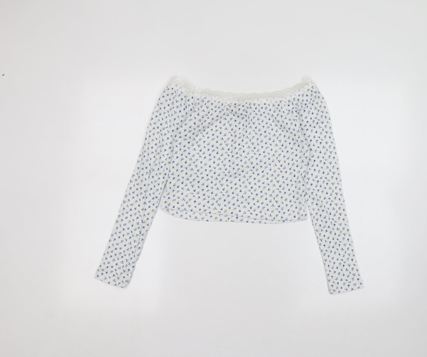 ASOS Womens White Floral  Basic T-Shirt Size 10