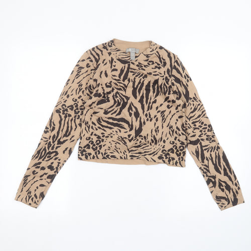 ASOS Womens Brown Animal Print  Basic T-Shirt Size 8