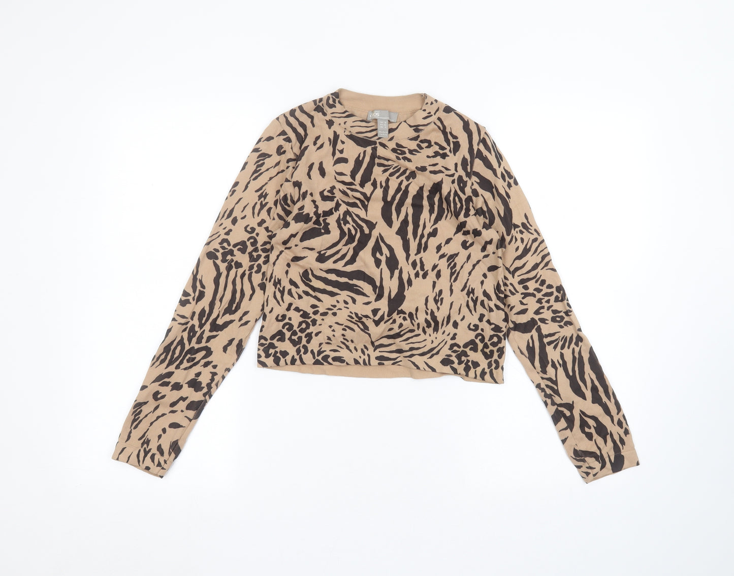 ASOS Womens Brown Animal Print  Basic T-Shirt Size 8
