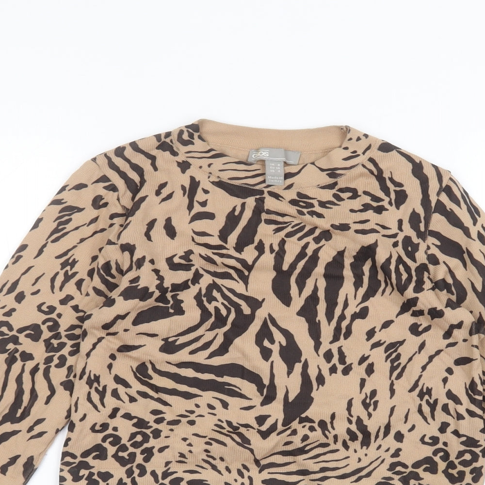 ASOS Womens Brown Animal Print  Basic T-Shirt Size 8